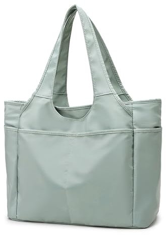 CCAIPU Tasche Damen Shopper große Wasserdicht Handtasche Schultertasche mit Reißverschluss Shopping Beuteltasche Tote Bag für Reisen Yoga Sport täglich (Grün)