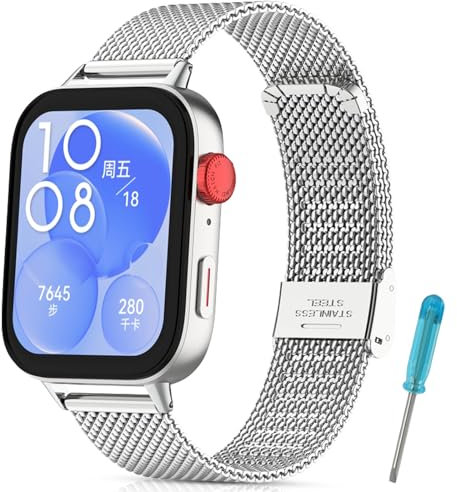 SenMore Métal Bracelet Compatibles avec Huawei Watch Fit 3, Réglable Bracelet de Remplacement en Acier Inoxydable pour Huawei Watch Fit 3.(No host)