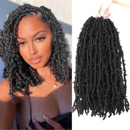 Butterfly Locs Crochet Hair Faux Locks Crochet Braids Meches Soft Locs Fausse Locks Crochet Meches Pour Tresses Africaine (#1B, 30.4 CM(Lot de 8))