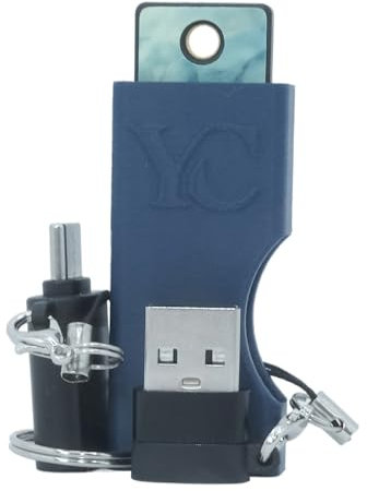 Zubehör-Kit für Yubikey 5 und Security Key: YubiCase Schutzetui, USB-Adapter, Sticker - Komplett-Set für Ihre YubiKey (YubiKey Nicht enthalten) (Blau)