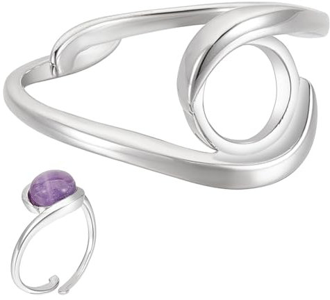 BENECREAT 925 Sterling Silber Einstellbare Lünette Cup Ring Blank, 4mm Tray Finger Ring Basis, Runde Cabochon Einstellung handgemachte Ring Basis für Edelstein handgemachten Schmuck machen