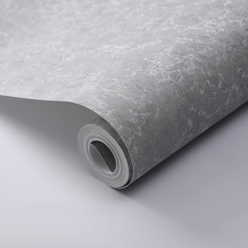 Camiraft Dark Grey Wallpaper for Living Room Bedroom Hallway Fireplace -Slightly Glossy Cracked Textured Wall Paper with Distressed Pattern, Textured Finish & Flash Design,950 * 53cm