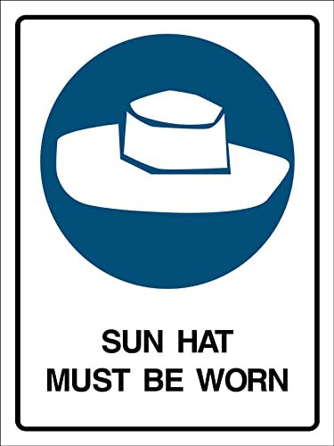 Le Port Du Chapeau De Soleil Est Obligatoire Panneau D'Avertissement Plaque Décoration Vintage Affiche Étain Rétro Métal Mur Affiche Pour Garage Café Salle De Bain M