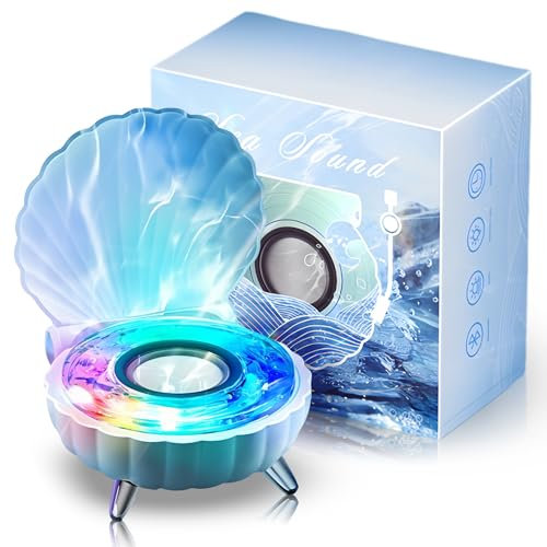 Bewinner Mini Haut-Parleur Bluetooth - Design en Forme de Coquillage - Haut-Parleur Stéréo Adorable avec Veilleuse Ambiante pour Décoration de Chambre d'enfant (Blue)