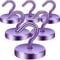Neosmuk Magnetic Hooks, 120lb Extra Strong Magnet with Hook for Fridge,Heavy Duty Cruise Hook for Ceiling,Small Magnetic Holder for Van, Tool(Purple, Pack of 6)