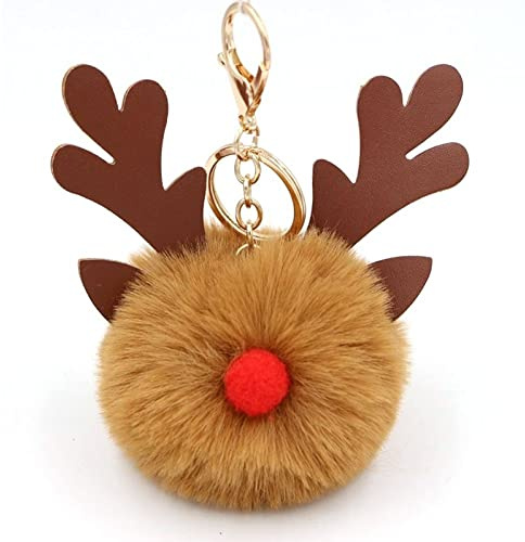Vobumix Weihnachtselch-schlüsselanhänger Bommelball, Süßer Rentier-schlüsselanhänger, Weihnachtstaschenanhänger, Weihnachtsstrumpffüller Für Autoschlüssel, Handtasche