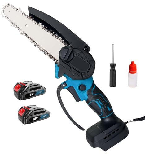6 Inch Cordless Chainsaw,Compatible with Makita 18V Battery, Mini Chainsaw Cordless with 2x3.0AH Battery, Portable Battery Small Chainsaw, for Tree Branch Wood Cutting