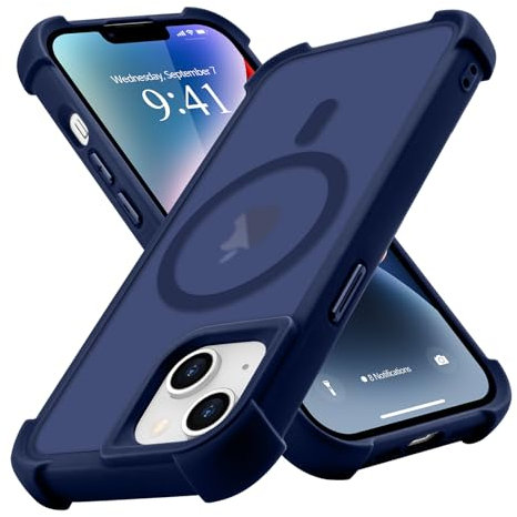 Micoden Magnetic Case for iPhone 14 iPhone 13,Compatible with Magsafe,4 Corner Reinforced Protection Airbag Drop Protective Phone Case,Anti-Fingerprint Translucent Matte,Slim Shockproof Cover-Blue