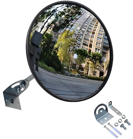 45cm Safety Mirror with Wall Mount Bracket Adjustable Convex Traffic Mirror | Wide Angle Driveway Mirror for Garage, Traffic, Driveways, Office, Courtyard, Warehouse（Diameter 45 cm）