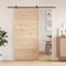 Homgoday Puerta de Granero Madera Maciza de Pino 100x208 cm Puertas Correderas Puerta Corredera para Corredera Madera MarrónMarrón Tipo1