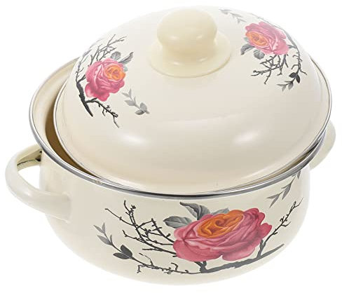 Ciieeo Emaille-suppentopf Mit Deckel Für Küche Antihaft-kochtopf Aus Emaille Für Haushalt Für Gleichmäßige Erhitzung Und Gute Wärmespeicherung