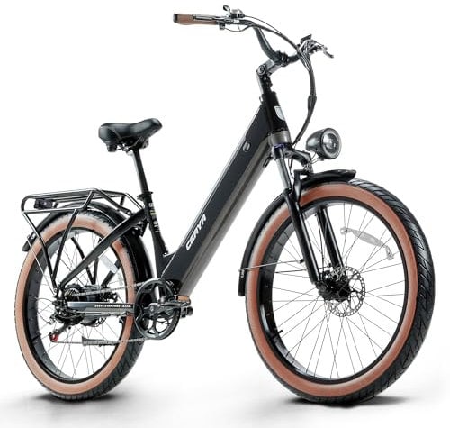 CEAYA Elektrofahrrad Aluminium 26 Zoll E Bike Herren Damen Pedelec 25km/h Fat Tire Ebike mit 48V20AH Akku,Gabelfederung,7-Gang Schaltung,Scheibenbremse,Reichweite bis 45-80KM