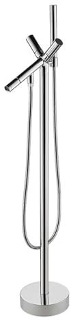 WOTZOV Freistehende Badewannenarmatur mit Dusche Chrom Wasserhahn Doppelhebelmischer Badarmaturen mit Brausebatterie