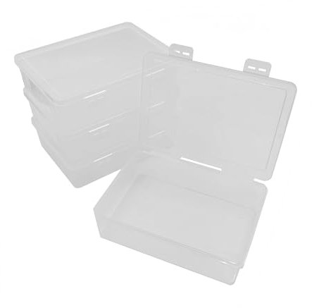 WYAN 4pcs Storage Boxes with Lids, Plastic Box, Stackable Storage Box, Clear Storage Boxes with Lids, for Home, Office, School, Storage of Sundries, Stationery, Jewellery, Small Items, Small Parts
