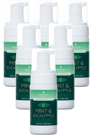 Hand Cleansing Sanitiser Foam, No Alcohol Foaming Hand Sanitizer Dispenser - Mint & Eucalyptus 100ml (Pack of 6)