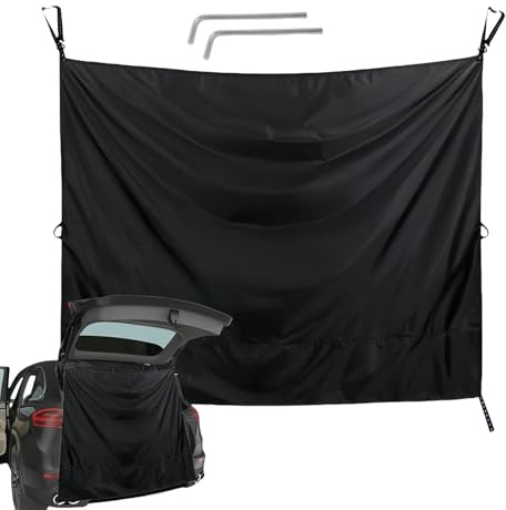 Puerta trasera para privacidad | Cortina de protección solar | Toldo grande ajustable con gancho magnético para ducha, autocaravana, accesorios de camping