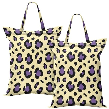 Sacchetti impermeabili per vestiti bagnati per stampa leopardata viola giallo vestiti sporchi borsa da viaggio costumi da bagno con manico 2 pezzi