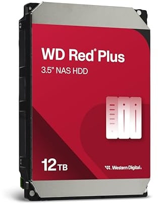 WD Red Plus 12TB NAS Hard Disk Interno 3,5 - 7200 RPM, SATA 6Gb/s, CMR, Cache da 512MB