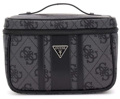 GUESS Kosmetiktasche Erenia Toiletry Train Case Coal Logo dunkelgrau