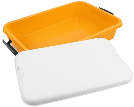 HEALSOPTHY Vassoio Sabbia Portatile con Coperchio e Maniglia Contenitore Giallo in Resistente per Giochi Scatola Multiuso per Organizzazione Sabbiera e Accessori