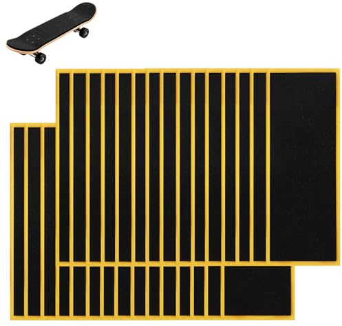 Sinbana 30stk PRO Fingerboard Grip Tape, 110x38mm Schaumstoff Rutschfeste Griffstreifen für Fingerboard Skateboards Starke Klebende Aufkleber Schaumstoffband für Finger Skateboard Spiele (Schwarz)