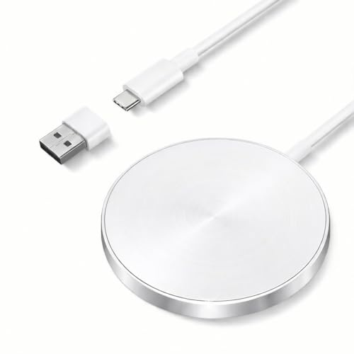 Mag-Safe Ladegerät,15W Magnet Wireless Charger,Induktive Ladestation für iPhone 17/16/15/14/13/12 Series, kabelloses ladegerät für AirPods 4/3/2/Pro, Weiß