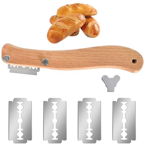 FooYee Bäckermesser, Teigritzmesser, Teig Rasiermesser Set, Brot Bäcker Cutter mit 5 Klingen, Ritzmesser zum Einschneiden von Baguette, für DIY Brotteig Backformen Küche