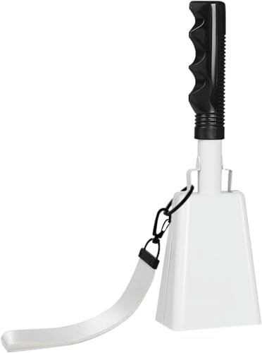 23 cm Kuhglocke Große aus Stahl mit 12 cm Handschlaufe, Laute Handglocke Jubelglocke für Fußball Spiele, Sportveranstaltungen, Farm Musikinstrument & Partys – Perfekter Lärmmacher mit Griff (1 Stück)