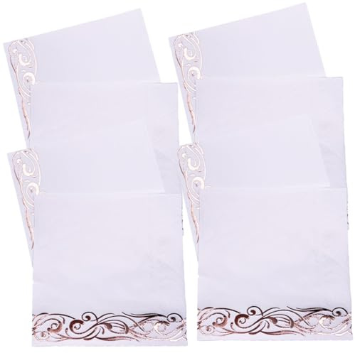 Homoyoyo Lot de 50 Serviettes Jetables en Pulpe de Bois 3 Couches Épaisses Couleur Rose Doré Serviettes de Fête pour Mariage Décoration de Table Élégante pour Réception et Anniversaire