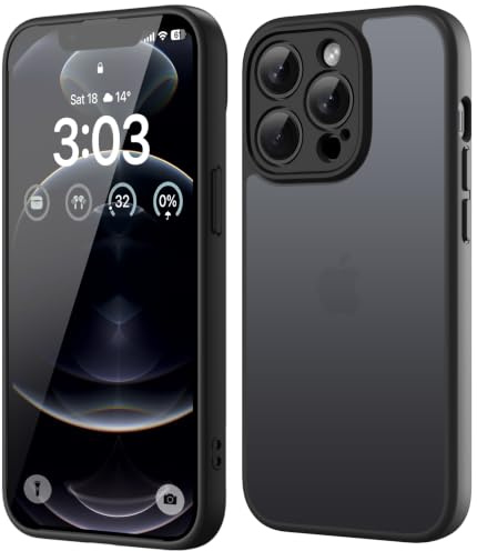ORDA für iPhone 12 Pro Max Hülle, Vollständiger Kameraschutz, Schwarz | Matt Handyhülle, Stoßfest Kratzfest Transluzente Rückseite Schutzhülle, Anti-Fingerabdruck Case