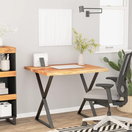 PHGTYUK Massivholz Schreibtischplatte 80x80x2,5 cm mit Naturkante aus Akazie für Büro und Esstisch Akazie