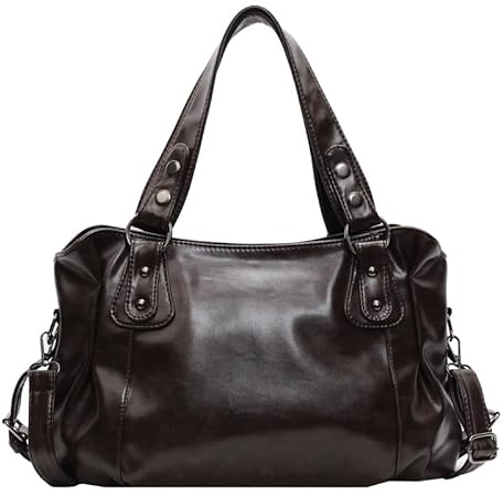 DASICHE Y2K Handtasche Damen, Vintage Soft Kunstleder Shopper Tasche Groß, 90er Retro Biker Umhängetasche mit Nieten, Große Kapazität für Arbeit Schule Freizeit