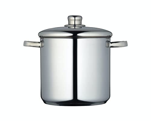 MasterClass Marmita, Marmita de acero inoxidable apta para inducción con tapa, Marmita grande para sopas, guisos y caldos, Pulido espejo, 5,5 litros, Plata