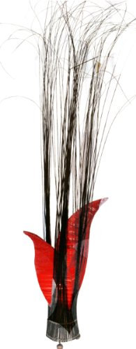 GURU SHOP Tischleuchte/Tischlampe `Mandiri`, in Bali Handgemacht aus Naturmaterial, Baumwolle - Rot, 80x30x20 cm