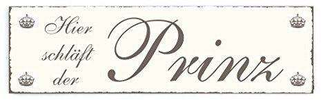 HIER SCHLÄFT DER PRINZ Dekoschild für Kinderzimmer ca. 20 x 6 cm