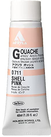 Holbein Acrylic Gouache Artists Acrylic Polymer Emulsion, 40ml Shell Pink (D711A)