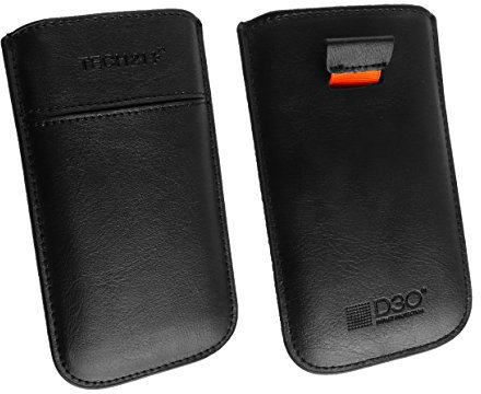 Tech 21 Genuine Nappa Leather Black Slip Case Sleeve Pouch (in Bulk Packaging) Suitable For Apple Iphone 4 range and other mobiles 116mm x 60mm x 12mm maximum size
