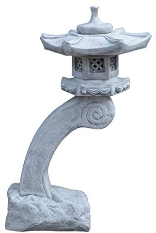gartendekoparadies.de Japanische Rankei Steinlaterne, H. 118 cm, 130 kg, Grau, frostsicher aus Steinguss für Außenbereich