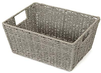 Compactor Etna Cesto Rettangolare in Carta Intrecciata a Mano, Grigio, 31 x 24 x H. 14 cm, RAN7427