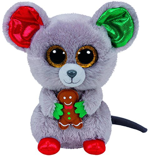 TY Weihnachtsmaus, mit Glitzeraugen, Glubschi's, Beanie Boo's, X-Mas limitiert 37196 Mac Peluche en Forme de Souris de Noël avec Yeux Scintillants, édition limitée 15 cm