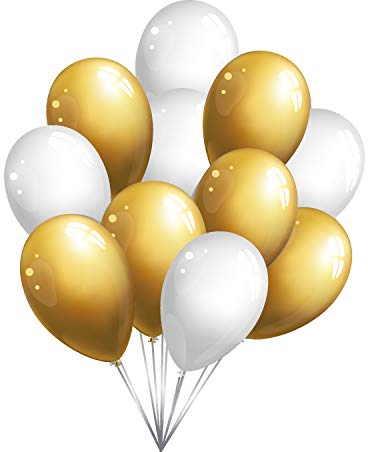 Premium Luftballons in Gold Weiß - Made in DE - 100% Naturlatex & 100% biologisch abbaubar - 50 Stück - Geburtstag Party Karneval - für Helium geeignet - twist4®
