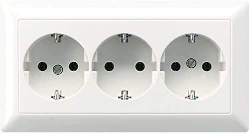 Jung AS523WW Kabel-Kanal-Schuko -Steckdose 3-fach, Weiß
