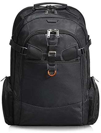 EVERKI Business 120 Laptop-Rucksack mit Regenhülle - Extra großes Laptopfach bis 18,4, 40L Kapazität, 180-Grad-Klappdesign, Arbeits- oder Gaming-Laptop-Tasche (EKP120), Schwarz