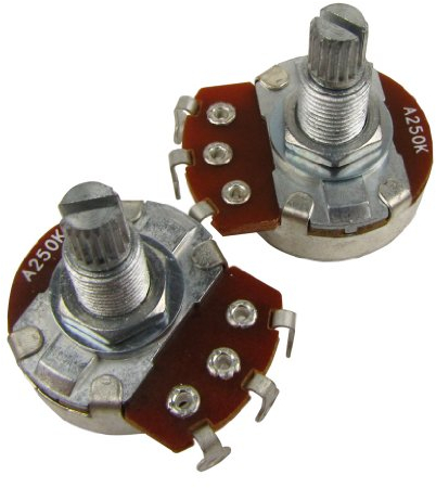 FLEOR 2PCS Full Size A250K Audio Taper Potentiometer Guitar Tone Volume Control Pots Dia24mm L18mm Long Knurled Split Shaft