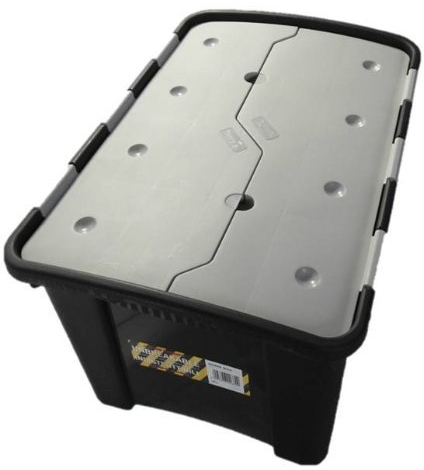 Kreher Praktische, multifunktionale Aufbewahrungsbox mit 60 Liter Volumen und faltbarem Deckel. Aus robustem, unkaputtbarem Kunststoff gefertigt ! 10 Jahre Herstellergarantie!