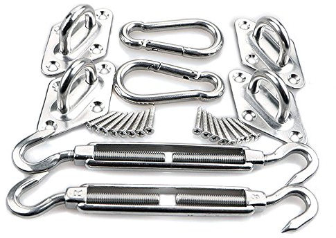 HONGCI Kit de Fixation Voile d'ombrage - Acier Inoxydable 304 Kit Accessoires de Fixation de matériel pour Voile d'ombrage, Toile d'ombrage Triangulaire, Carré