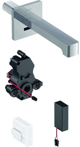 Geberit – Elektronische Waschtisch Armatur Geberit Brenta für Waschbecken, montage mural, Service a Akku, für Box funktional vertieft: Chrom glänzend (116.274.21.1 L17 cm mit Mischer)