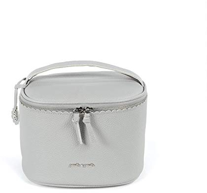 Pasito a Pasito. Trousse de toilette pour bébé Vanity Biscuit. Sac organiseur pour toilette et hygiène de bébé. Pratique et confortable à porter. Eco-cuir de vachette de couleur grise. Dimensions : 24