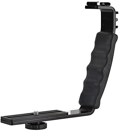 Focket Camera Flash L-Bracket, Aluminium Dual Hot Shoes Mount Holder, Ideal for Photography Lovers, Black