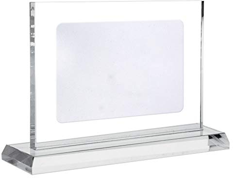 Trofeos Martínez - Placa Conmemorativa/Homenaje de Cristal con Placa grabada a láser 15x11cm, Estuche Incluido. (Plata)